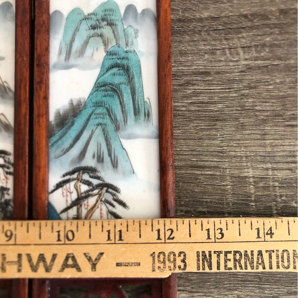 Vtg Hand Painted Asian Folding Tabletop Divider - Picture 9 of 15